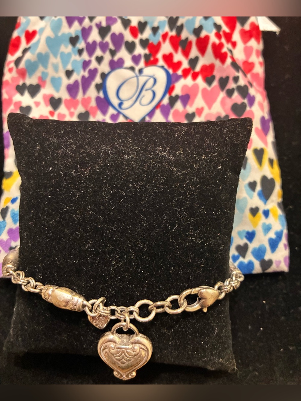 Brighton EUC Retired Blair Scroll
Bead Charm Bracelet w/ B Heart Charm 6.75"